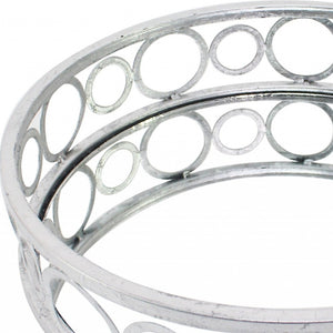 Homeroots 14" Silver Round Metal Geometric Vanity Tray   274454