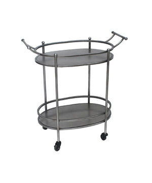 15 X 28 X 31 Antique Bronze Oval Rolling Service Cart for Elegant Dining