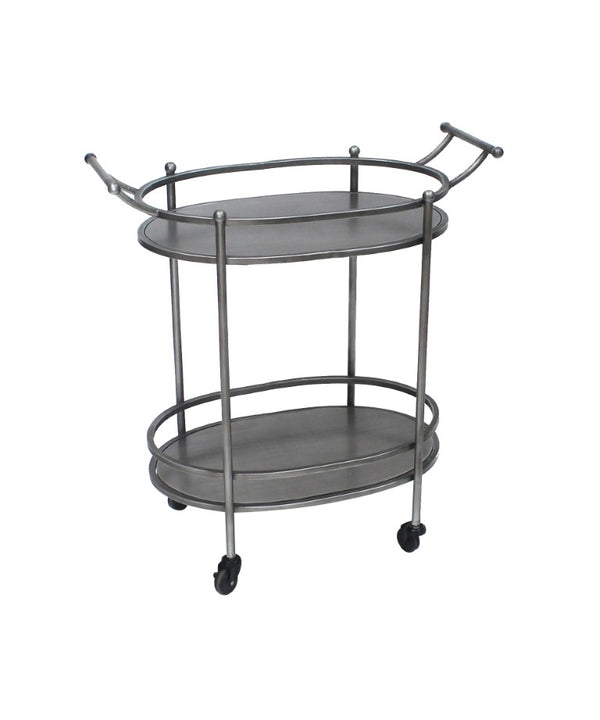15 X 28 X 31 Antique Bronze Oval Rolling Service Cart for Elegant Dining