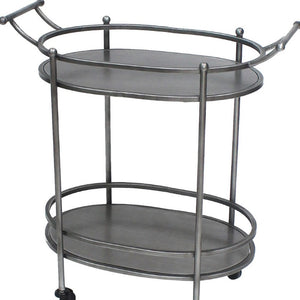15 X 28 X 31 Antique Bronze Oval Rolling Service Cart for Elegant Dining