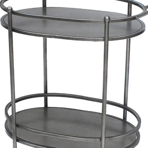 15 X 28 X 31 Antique Bronze Oval Rolling Service Cart for Elegant Dining