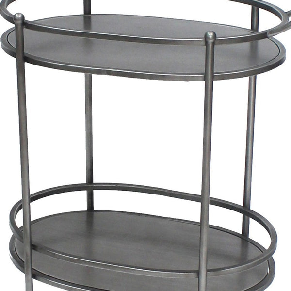 15 X 28 X 31 Antique Bronze Oval Rolling Service Cart for Elegant Dining