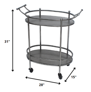 Homeroots 15 X 28 X 31 Bronze Antique Oval  Service Cart  Metal 274457