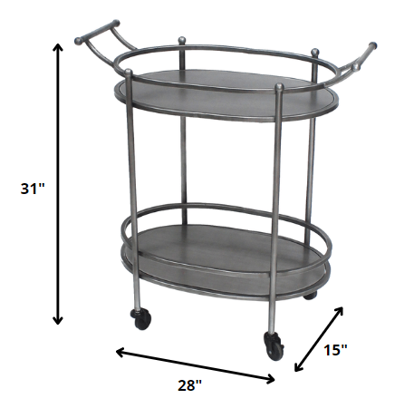 Homeroots 15 X 28 X 31 Bronze Antique Oval  Service Cart  Metal 274457