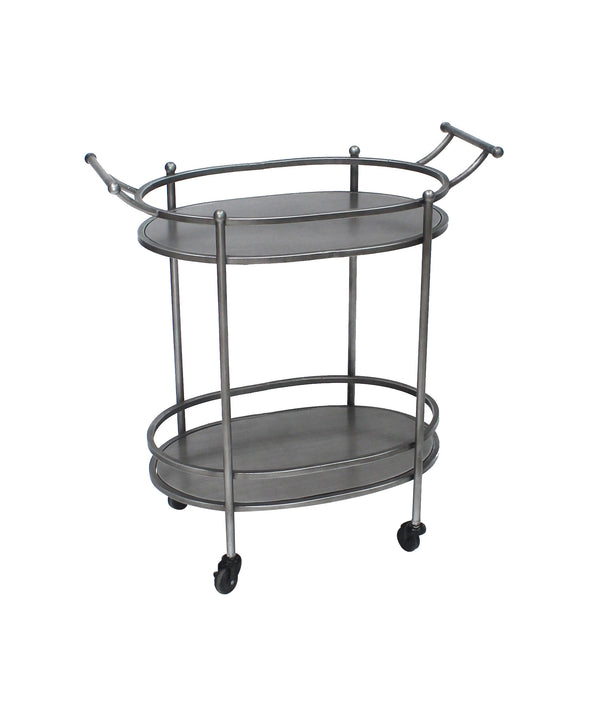 Homeroots 15 X 28 X 31 Bronze Antique Oval  Service Cart  Metal 274457