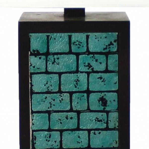 HomeRoots 31" Modern Black Metal Bedside Lamp with White Linen Shade - Stylish Ambient Lighting for Any Room 274458