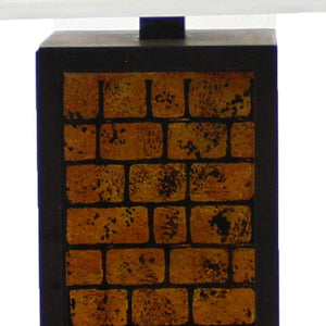 HomeRoots 31" Striking Black and Yellow Metal Table Lamp with White Shade for Modern Bedside or Living Spaces 274459