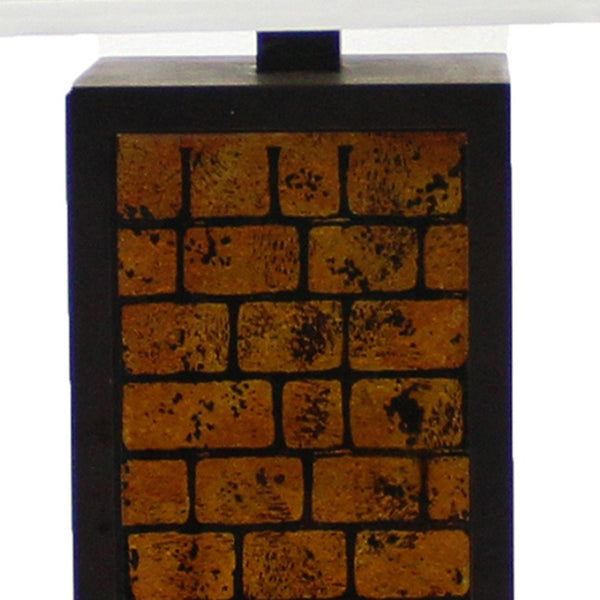 HomeRoots 31" Striking Black and Yellow Metal Table Lamp with White Shade for Modern Bedside or Living Spaces 274459
