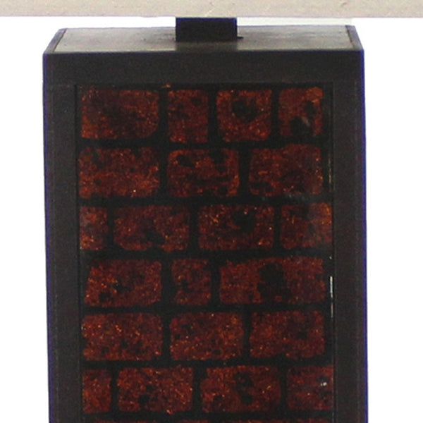 HomeRoots 31" Black Metal Bedside Table Lamp with Warm Beige Shade & Burgundy Accents for Cozy Elegance 274460