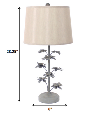 Homeroots 8 X 12 X 28 Gray Rustic Flowering Tree - Table Lamp   274461
