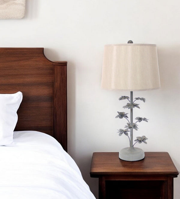Homeroots 8 X 12 X 28 Gray Rustic Flowering Tree - Table Lamp   274461