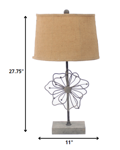 Homeroots 11 X 15 X 27.75 Tan Country Cottage With Blooming Flower Pedestal - Table Lamp   274463