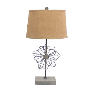 Homeroots 11 X 15 X 27.75 Tan Country Cottage With Blooming Flower Pedestal - Table Lamp   274463