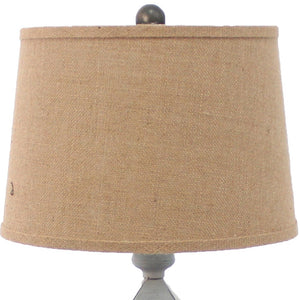 Homeroots 26" Gray Metal Table Lamp With Brown Drum Shade   274465