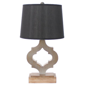 Homeroots 12 X 14 X 25.25 Black Traditional Wooden Linen Shade - Table Lamp   274467