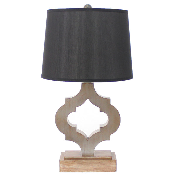 Homeroots 12 X 14 X 25.25 Black Traditional Wooden Linen Shade - Table Lamp   274467