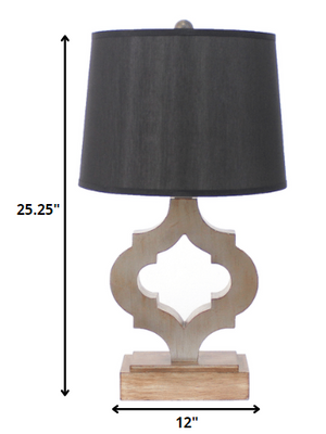 Homeroots 12 X 14 X 25.25 Black Traditional Wooden Linen Shade - Table Lamp   274467