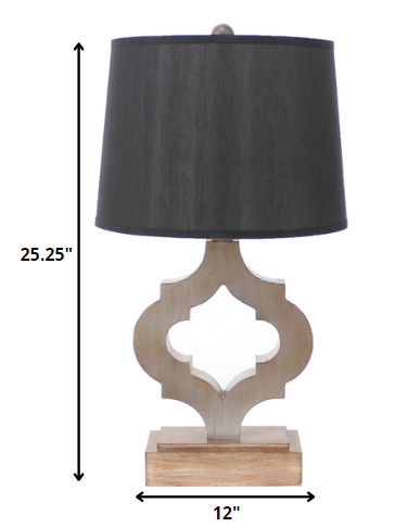 Homeroots 12 X 14 X 25.25 Black Traditional Wooden Linen Shade - Table Lamp   274467