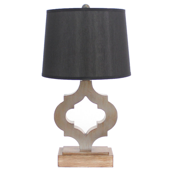 Homeroots 12 X 14 X 25.25 Black Traditional Wooden Linen Shade - Table Lamp   274467
