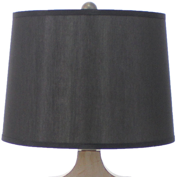 Homeroots 12 X 14 X 25.25 Black Traditional Wooden Linen Shade - Table Lamp   274467