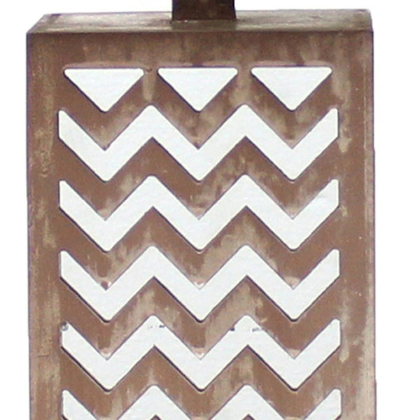 HomeRoots 28" Distressed Natural and Silver Metal Bedside Lamp with Beige Cone Shade for Cozy Lighting Decor 274468