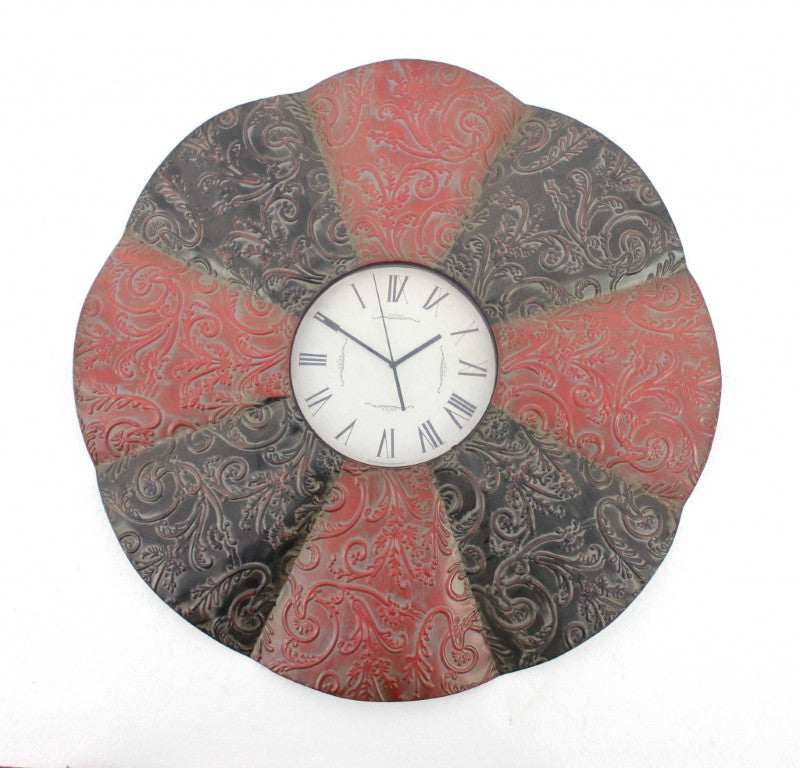 HomeRoots 30 Inch Metal Analog Wall Clock Bold Statement Piece for Living Room or Kitchen 274483
