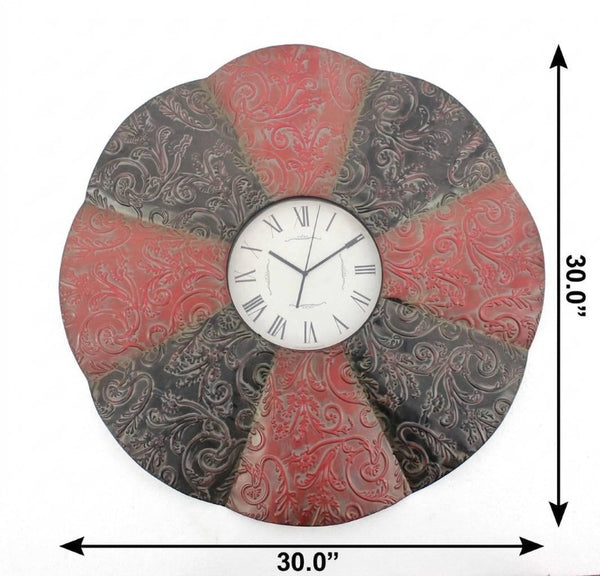 30 Inch Metal Analog Wall Clock Bold Statement Piece for Living Room or Kitchen