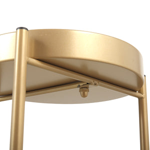 English Elm Modern Golden 2-Tier Plant Stand Folding Metal Shelf — Space-Saving 33lb Capacity Indoor Outdoor Decor W2181P357587