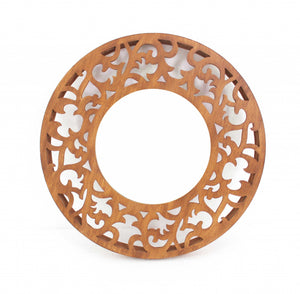 Homeroots 24" Brown Round Wood Framed Accent Mirror  Wood 274487