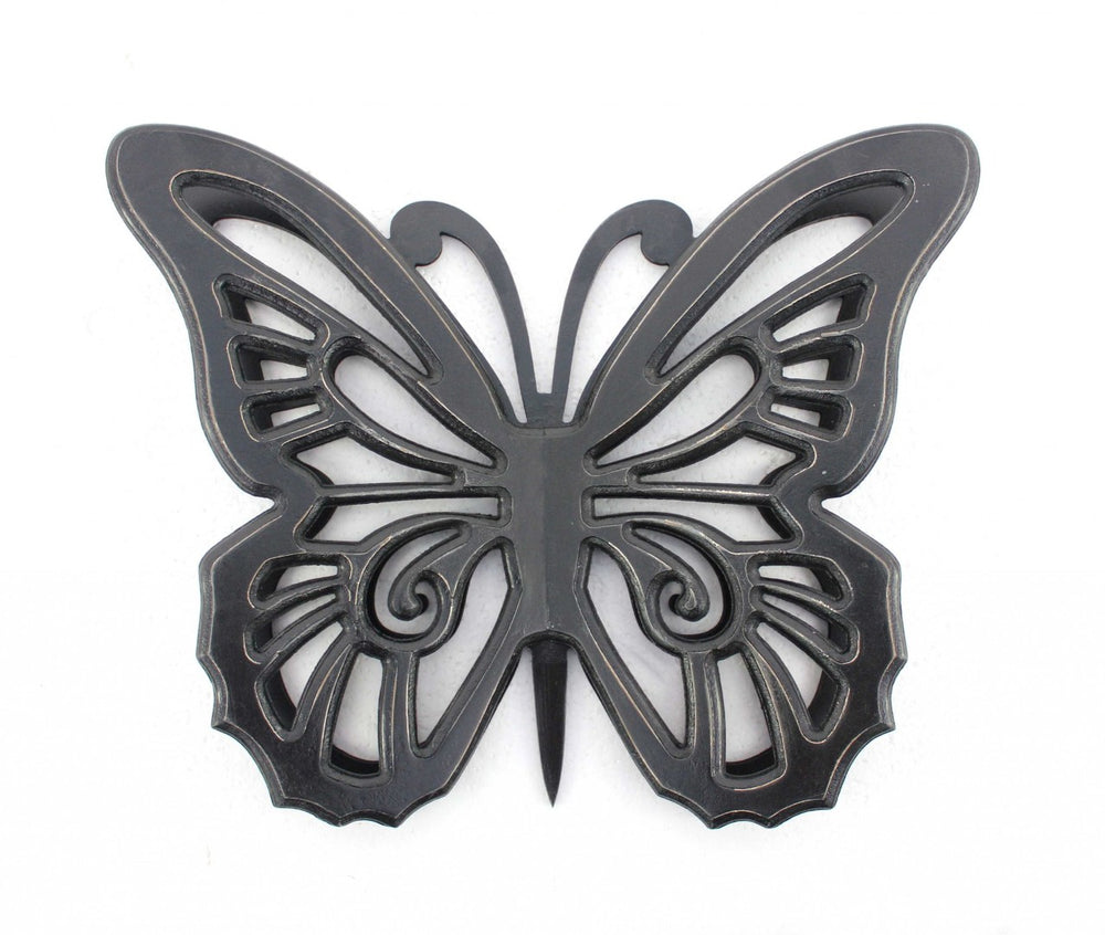 HomeRoots 23" Rustic Black Butterfly Wooden Wall Decor – Elegant Home Accent for Living Room & Office Spaces 274489