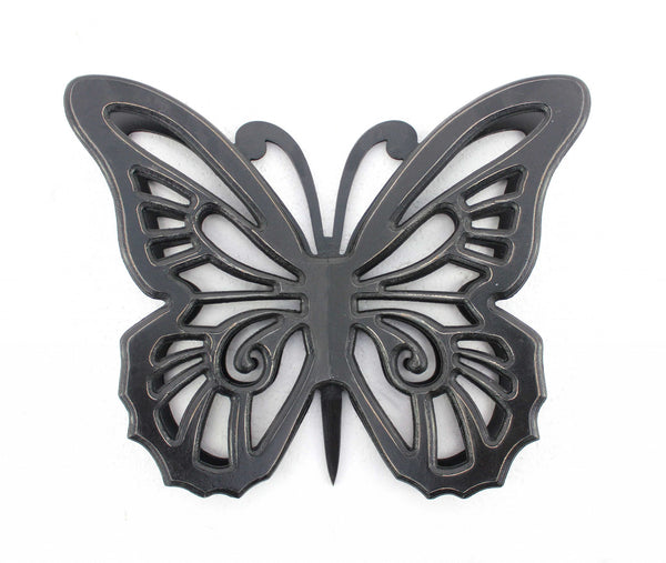 Homeroots 23" X 19" Black Rustic Butterfly Wooden Wall Decor   274489