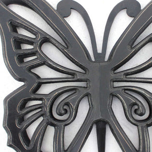Homeroots 23" X 19" Black Rustic Butterfly Wooden Wall Decor   274489