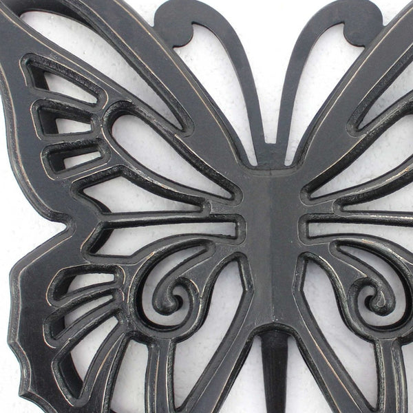 Homeroots 23" X 19" Black Rustic Butterfly Wooden Wall Decor   274489