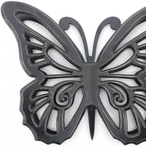 Homeroots 23" X 19" Black Rustic Butterfly Wooden Wall Decor   274489
