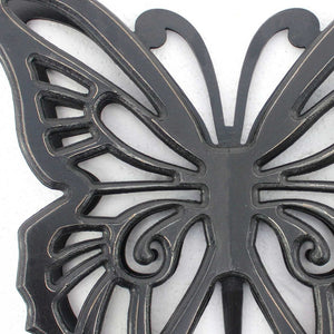 Homeroots 23" X 19" Black Rustic Butterfly Wooden Wall Decor   274489