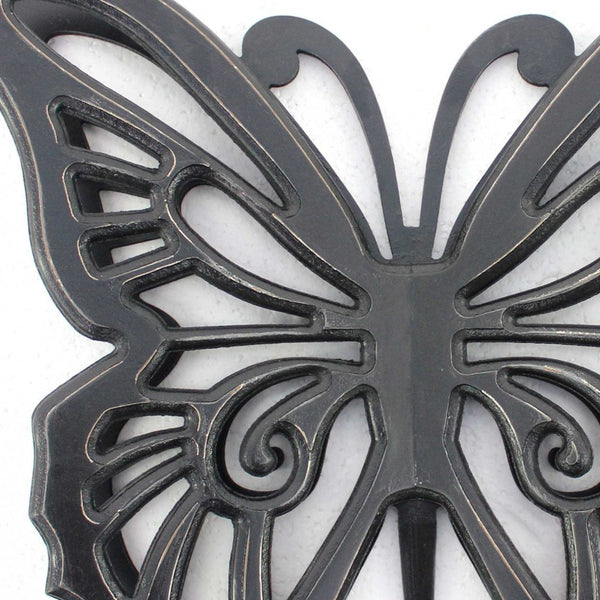 Homeroots 23" X 19" Black Rustic Butterfly Wooden Wall Decor   274489