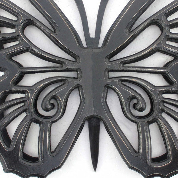 Homeroots 23" X 19" Black Rustic Butterfly Wooden Wall Decor   274489