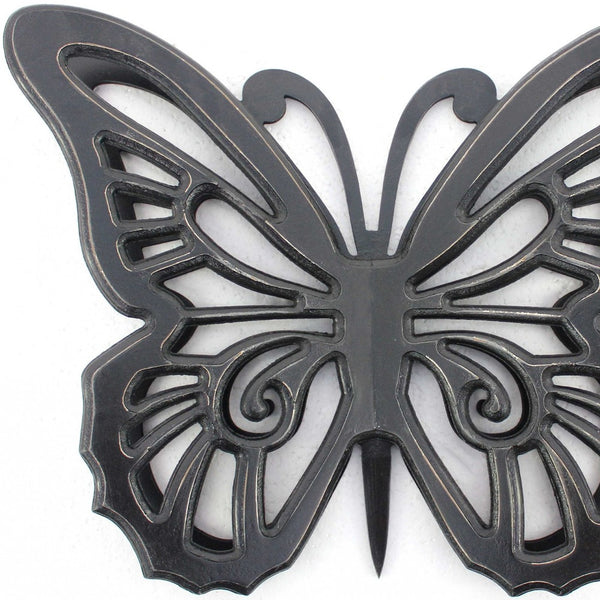Homeroots 23" X 19" Black Rustic Butterfly Wooden Wall Decor   274489
