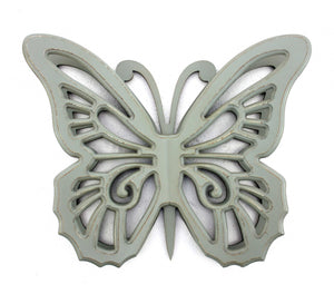 Homeroots 23" X 19" X 4" Gray Rustic Butterfly Wooden  Wall Decor Gray Wood 274490
