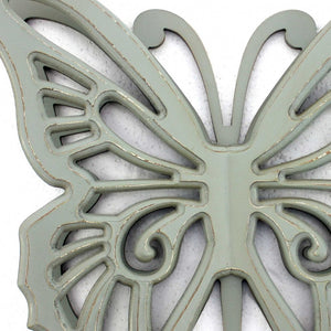 Homeroots 23" X 19" X 4" Gray Rustic Butterfly Wooden  Wall Decor Gray Wood 274490