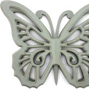 Homeroots 23" X 19" X 4" Gray Rustic Butterfly Wooden  Wall Decor Gray Wood 274490