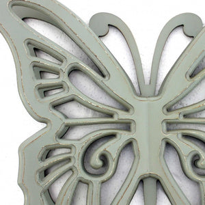 Homeroots 23" X 19" X 4" Gray Rustic Butterfly Wooden  Wall Decor Gray Wood 274490