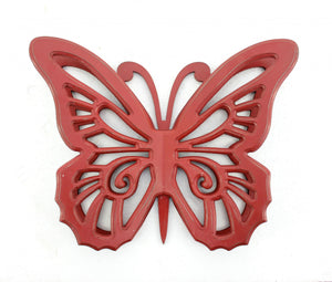 Homeroots 23" X 19" X 4" Red Rustic Butterfly Wooden  Wall Decor Red Wood 274491