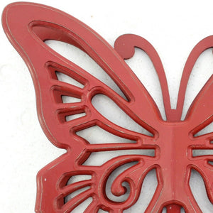 Homeroots 23" X 19" X 4" Red Rustic Butterfly Wooden  Wall Decor Red Wood 274491