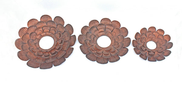 Homeroots Set Of Three Copper Novelty Metal Framed Accent Mirror  Metal 274494