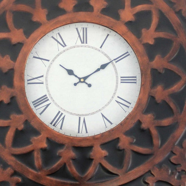 23 Inch Square Analog Wall Clock in Bronze Finished Metal for Modern Home Decor