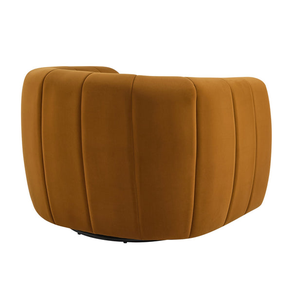 English Elm Christopher Knight Home® - SWIVEL Velvet Club Chair with 360° Rotation, Semi-Circular Tub Design, Plush Iron Frame Comfort Dark yellow 37.8 L x 33.46 W x 27.17 H N776P264952T