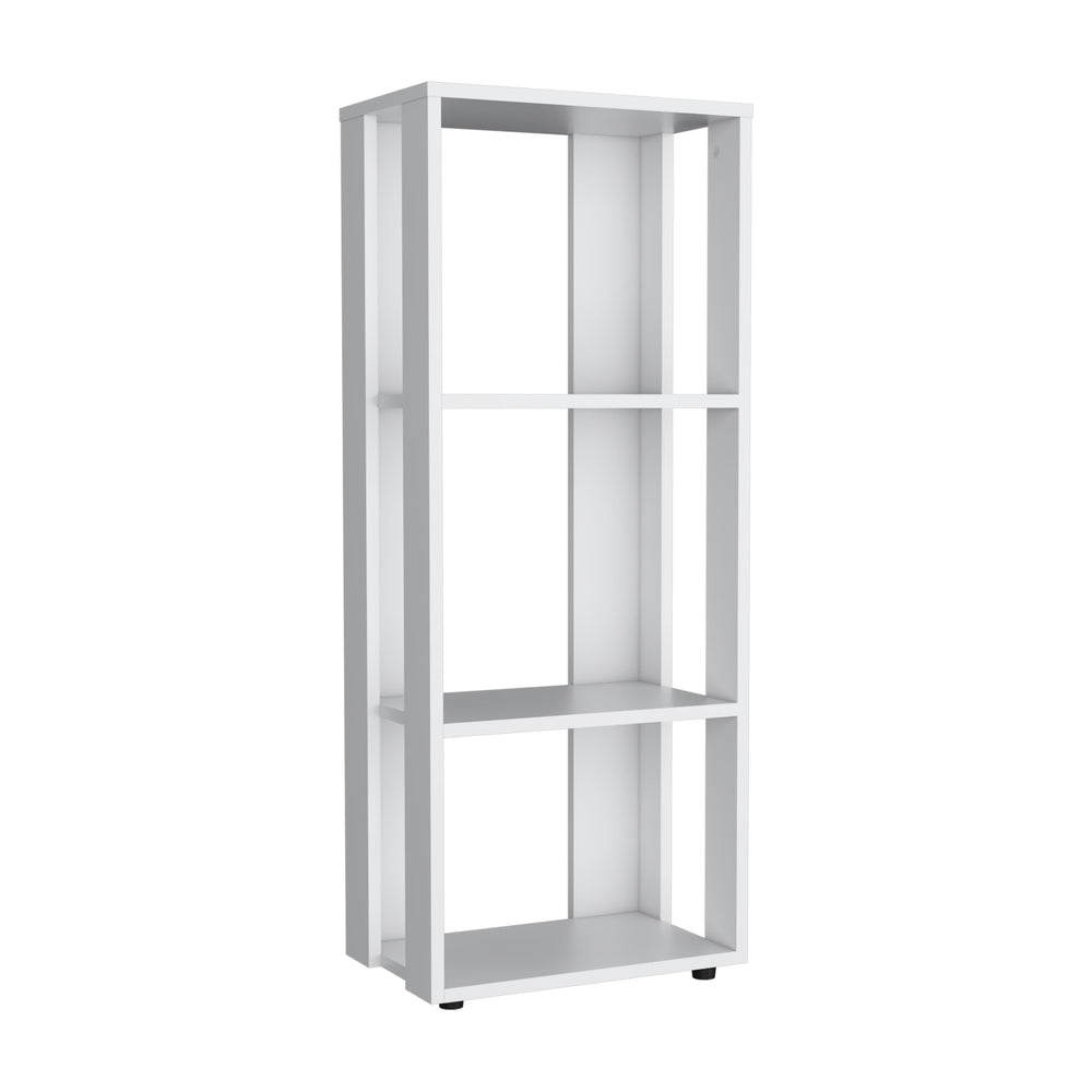 English Elm Eco 39" Tall Four-Tier Bookcase with Slim Profile, Modern Durable Particleboard Shelves for Small Spaces White 9.4 L x 27 W x 7 H B200P253720
