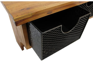 Homeroots Brown Rustic Wooden Wall Shelf With 3 Drawers And Hooks  Solid Wood 274502