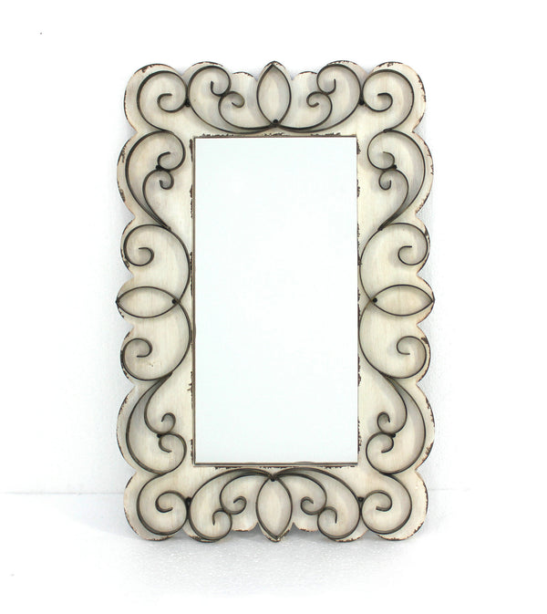 Homeroots White Framed Accent Mirror  Wood 274503